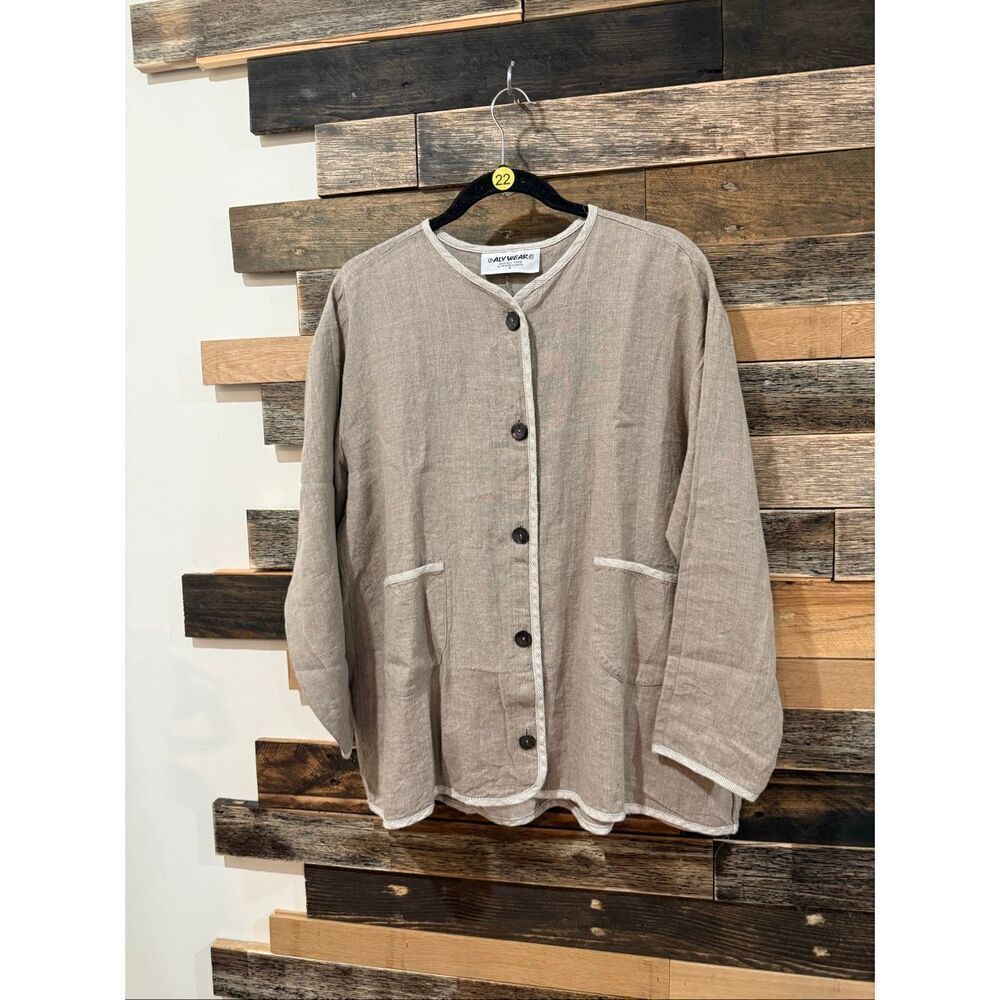 Aly Wear Linen women button up jacket boho Lagenlook oversized size S
